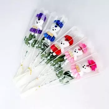 1/3 шт мыло цветок вечеринка подарок домашний декор романтический День матери мода имитация гвоздики медведь букет свадебные сувениры 1pc фиолетовый