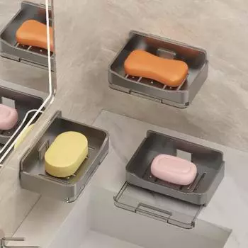 1/3 шт настенная мыльница с поддоном для слива прочная несущая простая в установке многоцелевая мыльница держатель для бритвы органайзер для ванной комнаты 1pc чёрный