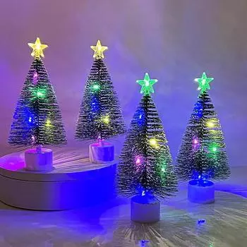 1/3 шт. Новогодние рождественские подарки для вечеринки, светящиеся рождественские елки, мини-украшения для рабочего стола, рождественские украшения для дома, случайный цвет 17cm