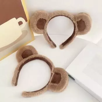 1/3 шт. обруч для волос в виде медвежьих ушей, плюшевая эластичная повязка на голову, декоративная для мытья лица 1pc хаки