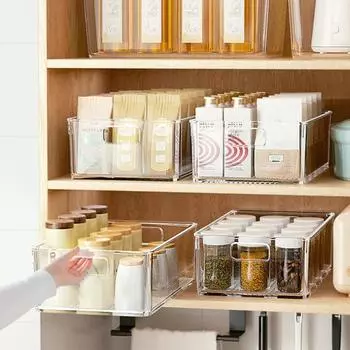 1/3 шт. очень большие прозрачные пластиковые контейнеры для хранения, прозрачный органайзер со встроенной ручкой, большой емкости акриловый органайзер, квадратный контейнер S