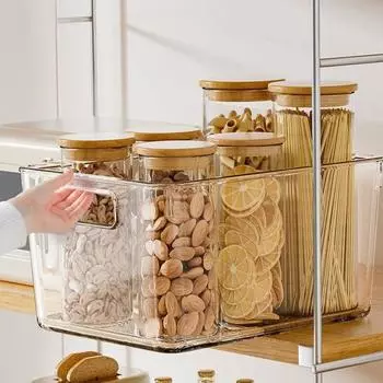 1/3 шт. очень большие прозрачные пластиковые контейнеры для хранения прозрачный органайзер со встроенной ручкой большой S