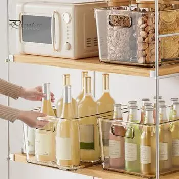 1/3 шт. очень большие прозрачные пластиковые контейнеры для хранения, прозрачный органайзер со встроенной ручкой, большой емкости акриловый органайзер, квадратный контейнер S