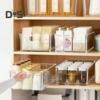 1/3 шт. очень большие прозрачные пластиковые контейнеры для хранения, прозрачный органайзер со встроенной ручкой, большой емкости акриловый органайзер, квадратный контейнер S