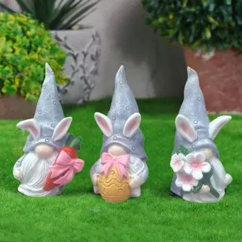 1/3 шт. пасхальный кролик ушка гном фигурка держащая красочное яйцо морковка цветок кролик A