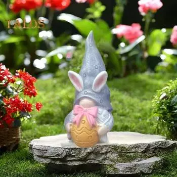 1/3 шт. пасхальный кролик ушка гном фигурка держащая красочное яйцо морковка цветок кролик статуя смоляная скульптура животного домашний офис украшение рабочего стола A