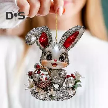 1/3 шт. Подвеска в виде пасхального кролика, 2D, плоский акриловый брелок, милый кролик, украшение на заднее сидение автомобиля, рюкзак, кролик, подвесной аксессуар для маленьких животных One Size A
