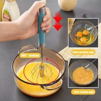 1/3 шт. полуавтоматический венчик для взбивания яиц, блендер из нержавеющей стали, ручной нажимной роторный венчик для выпечки, приготовления пищи, вращение на 360 градусов, инструмент для миксера S серебряный