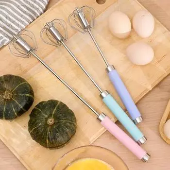 1/3 шт. полуавтоматический венчик для взбивания яиц, блендер из нержавеющей стали, ручной нажимной роторный венчик для выпечки, приготовления пищи, вращающийся на 360 градусов миксер, инструмент для яиц S серебряный