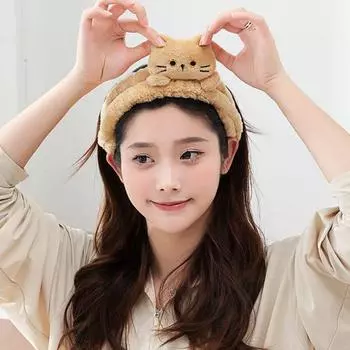 1/3 шт., повязки на голову с мультяшным котом, эластичная повязка на голову из кораллового флиса для макияжа и мытья лица, женская спа-повязка на голову