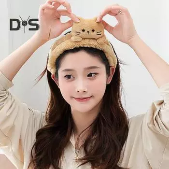 1/3 шт., повязки на голову с мультяшным котом, эластичная повязка на голову из кораллового флиса для макияжа и мытья лица, женская спа-повязка на голову чёрный