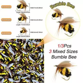 1/3 шт., приманки для рыбалки, искусственные насекомые, шмель, форель, приманка для рыбалки нахлыстом, бионическая приманка 1Pcs-Size 10