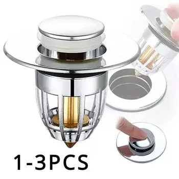 1-3 шт., пробка для фильтра для раковины для душа в ванной, фильтр для раковины для волос, пробка для кухонной ванны, пресс для отскока 1 PCS серебряный