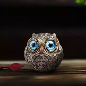 1/3 шт. Реалистичная статуэтка совы ручной работы с большими глазами, замысловатые перья, металлическая сова A