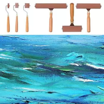 1/3 шт. резиновые валики Brayer для поделок с деревянной ручкой резиновые валики для печати обойный валик инструмент для покраски B