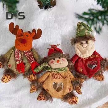 1/3 шт. Рождественский подарочный пакет на молнии, рождественский плюшевый держатель для кукол, снеговик, лось, Санта, сумка для конфет и закусок для вечеринки, рождественской елки Snowman