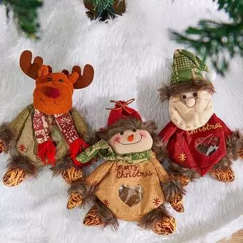 1/3 шт. Рождественский подарочный пакет на молнии, рождественский плюшевый держатель для кукол, снеговик, лось, Санта, сумка для конфет и закусок для вечеринки, рождественской елки Santa Claus