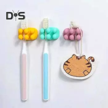 1/3 шт. Силиконовые держатели для зубных щеток, однотонные, простые в установке, многофункциональные, водонепроницаемые, самоклеящиеся настенные крючки, держатели для хранения розовый