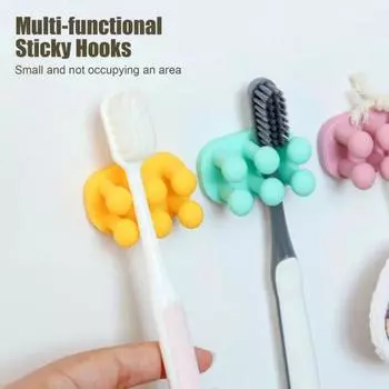 1/3 шт. Силиконовые держатели для зубных щеток, однотонные, простые в установке, многофункциональные, водонепроницаемые, самоклеящиеся настенные крючки, держатели для хранения чёрный