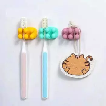 1/3 шт. Силиконовые держатели для зубных щеток, однотонные, простые в установке, многофункциональные, водонепроницаемые, самоклеящиеся настенные крючки, держатели для хранения зелёный