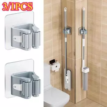 1/3 шт. стойка для хранения швабры, всасывающая труба для ванной комнаты, бесследный зажим для швабры, вешалка для метлы, настенная водонепроницаемая стойка для швабры 1PCS белый