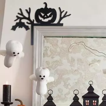 1/3 шт., украшение на дверную раму на Хэллоуин, деревянная черная метла, ведьма, скелет, силуэт тыквы, дверной угол, знак, передняя дверь, украшение на край сиденья Cat