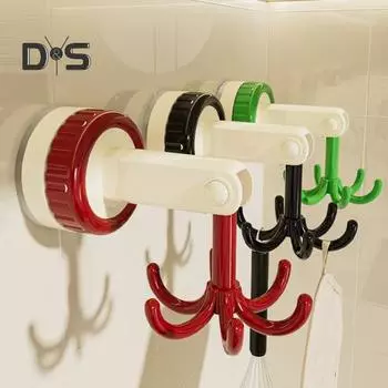 1/3 шт. вращающийся на 360 градусов складной крючок с присоской прочный несущий настенный держатель для кухонных принадлежностей без сверления зелёный