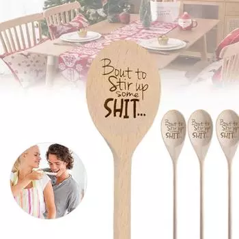 1/3 шт. забавные деревянные ложки, которые можно размешать, идеи для подарочной корзины на новоселье, забавная подарочная ложка, украшение для дома из бамбука D4P2