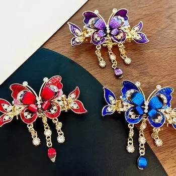 1/3 шт. заколки для волос в виде бабочек со стразами, кисточки для волос в виде бабочки, винтажные заколки-хвосты в стиле бохо, аксессуары для волос для женщин и девочек, принадлежности для укладки