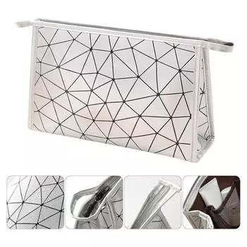 1/3 шт. Женская косметичка с ромбовидным принтом, водонепроницаемая искусственная кожа, застежка-молния, портативный дорожный кейс для косметики, органайзер для косметики для кемпинга A