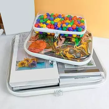 1/3 шт., жесткий чехол с двойной молнией, прозрачный дизайн, штабелируемый водонепроницаемый органайзер для хранения косметики, дорожная маленькая сумка для туалетных принадлежностей S