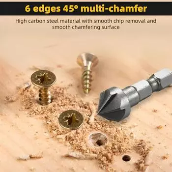 1/3PC 90 Degree Countersink Drill Chamfer Bit 1/4 Hex Shank Carpentry Woodworking Angle Point Bevel Cutting Cutter Remove Bur 1 PC