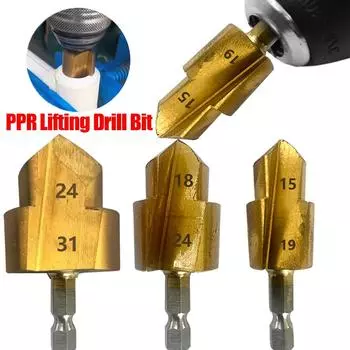 1/3pc PPR Lifting Stepped Drill Bit 6.35mm Hexagon Shank Water Pipe Connection Tool Water Pipe Expansion Drill Bit Punching Tool