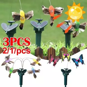 1-3pc Solar Powered Dancing Fluttering Butterflies Garden Decoration Flying Humming Bird Garden Yard Outdoor Home Decor Farmland