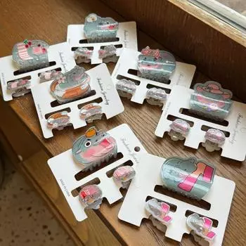 1/3Pcs Acrylic Small Shark Clip Set Flower Cartoon Capybara Hair Clip Streetwear Style 2