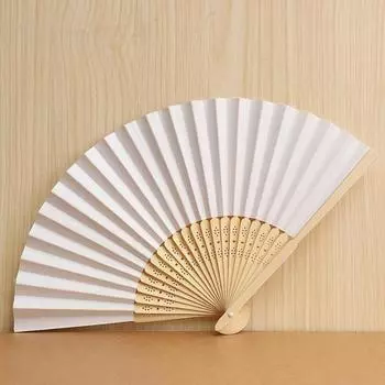1/3PCS Hand Held Fans White Silk Bamboo Folding Fans Handheld Folded Fan for Wedding Party DIY Decoration 1PC белый