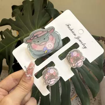 1/3Pcs Kawaii Small Shark Clip Set Flower Cartoon Capybara Hair Clip Miss Hippo Hair Claw Girls Style 6