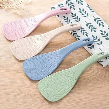 1/3PCS Wheat Straw Rice Spoon Square Rice Spoon Rice Spatula Home Rice Cooker Non-stick Rice Spoon Kitchen Cutlery Spoon