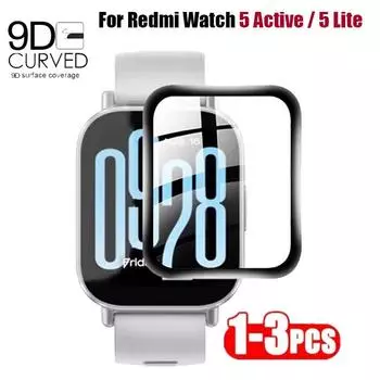 1-3шт 9D изогнутая защитная пленка для Xiaomi Redmi Watch 5 Active Smartwatch Защитная пленка для экрана Redmi Watch 5 Lite Redmi Watch 5 Active 1PCS чистый