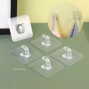 1-40 шт. Прозрачные самоклеящиеся крючки, прочная стойка, настенные крючки, вешалка для хранения ключей, кухонная ванная комната, органайзер, стойка 6cmx6cm