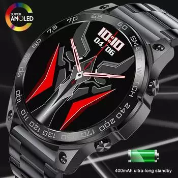 1,43-дюймовый Amoled HD-экран NFC металлический корпус мужские умные часы экран всегда показывает 400 мАч большая батарея Bluetooth-звонки умные часы мужские