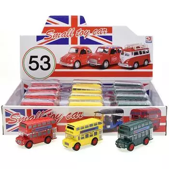 1/43 Лондонский автобус № 5305, игрушечный автомобиль с откатом, литой под давлением, модель мультяшного автобуса, призы за лучшую вечеринку, грузовик, мини-автомобиль, игрушка для детей 1/43-Size:8.5*4*4cm,12Pcs