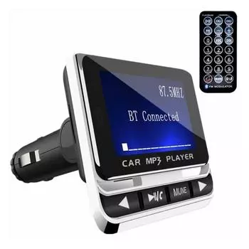 1,44-дюймовый Bluetooth-совместимый MP3-плеер, громкая связь, беспроводной FM-передатчик, радиоадаптер, автомобильное зарядное устройство, USB, дистанционное управление