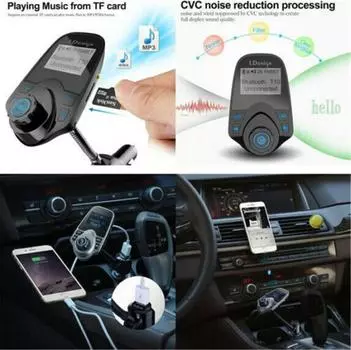 1,44 ЖК-дисплей Беспроводной FM-передатчик и USB-зарядное устройство и Bluetooth-громкая связь и MP3-плеер