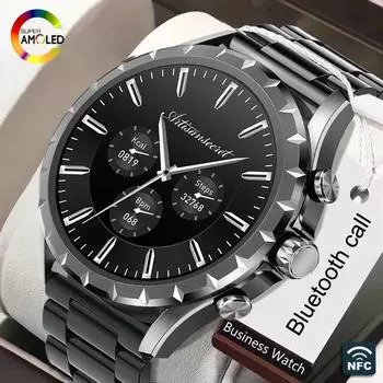 1,45-дюймовый Amoled 412*412 HD экран мужские деловые умные часы поворотная кнопка экран всегда показывает NFC Bluetooth вызов умные часы мужские
