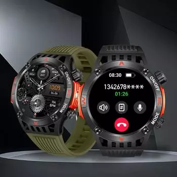 1,46-дюймовые сенсорные смарт-часы, QTLLBT, аккумулятор 450 мАч, беспроводной вызов, компас и фонарик