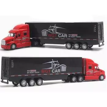 Модель передней части грузовика из литого под давлением сплава 1/48, игрушечный контейнеровоз с легким откатом назад, инженерный транспортный автомобиль, детская коллекционная игрушка 1/48-Size:34.5*7.5*5cm красный