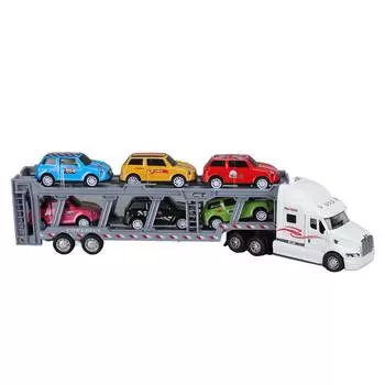 1:48 игрушечных грузовиков-перевозчиков, модель из сплава, съемная модель из шести детских транспортных средств для белый