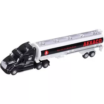 1/48 Игрушечный прицеп-грузовик, игрушечный грузовик-цистерна из сплава, съемный автомобиль-перевозчик нефти со звуком и светом для детей 1/48-Size:34.5*5*7cm чёрный