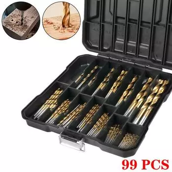 1/4 -1/16 антикоррозийная защита от износа быстрорежущая сталь с титановым покрытием набор сверл инструменты для сверления отверстий 99 шт.